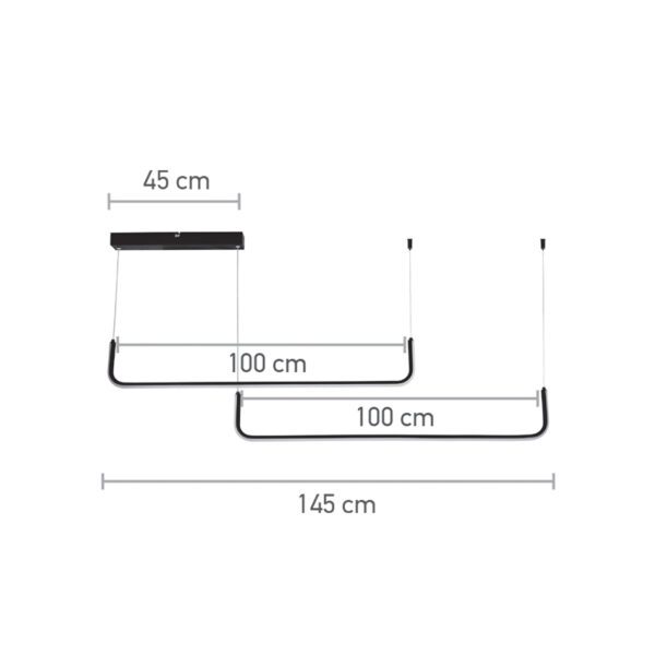 InLight Κρεμαστό φωτιστικό LED 38W 3CCT (by switch) σε μαύρη απόχρωση D:145cm (6052-BL) - Image 2