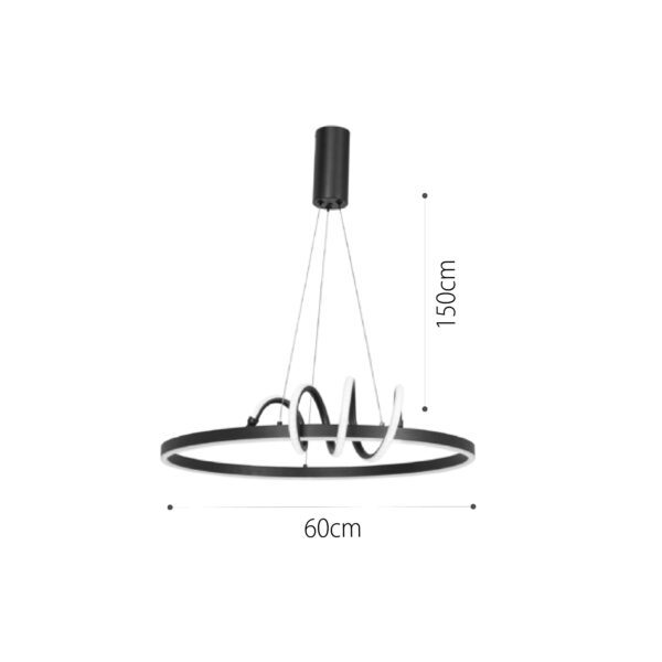 InLight Κρεμαστό φωτιστικό LED 44W 3CCT (by switch on base) σε μαύρο χρώμα D:60cm (6076-BL) - Image 2