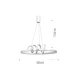 InLight Κρεμαστό φωτιστικό LED 44W 3CCT (by switch on base) σε λευκό χρώμα D:60cm (6076-WH) - Image 2