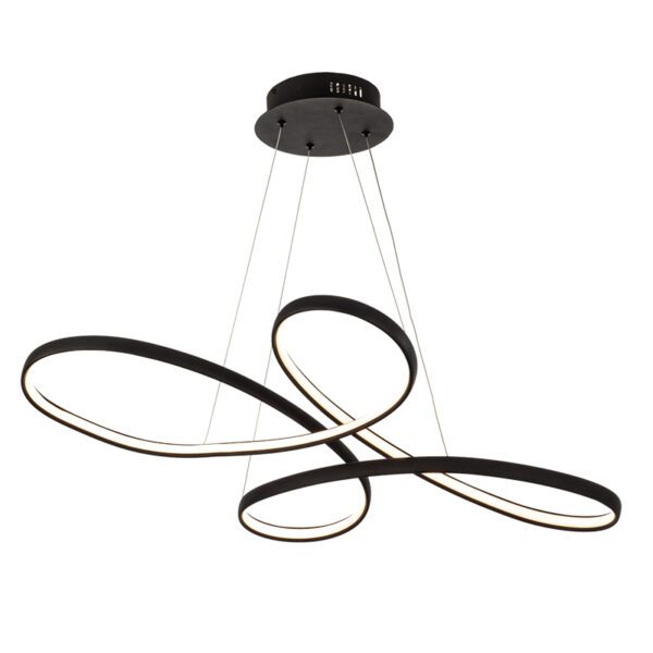 InLight Κρεμαστό φωτιστικό LED 56W 3CCT (by switch) από αλουμίνιο σε μαύρη απόχρωση D:100cm (6150-BL) - Image 1