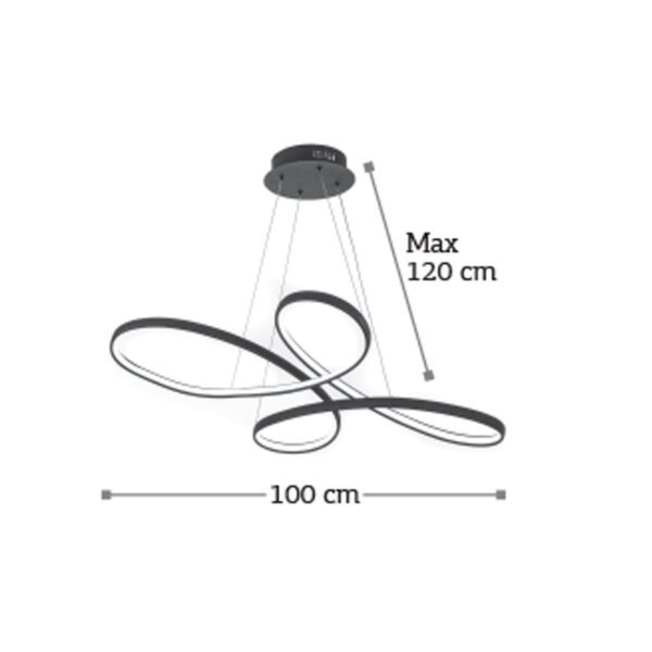 InLight Κρεμαστό φωτιστικό LED 56W 3CCT (by switch) από αλουμίνιο σε μαύρη απόχρωση D:100cm (6150-BL) - Image 3