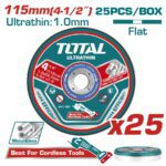 TOTAL ΔΙΣΚΟΣ ΚΟΠΗΣ ΙΣΙΟΣ ΙΝΟΧ/ΜΕΤΑΛΛΟΥ 115 Χ 1mm 25TEM ΣΕ ΜΕΤΑΛΛΙΚΟ ΚΟΥΤΑΚΙ (TAC11011525)
