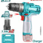 TOTAL ΔΡΑΠΑΝΟΚΑΤΣΑΒΙΔΟ ΜΠΑΤ. Li-ion 12V / 1.5Ah / 20Nm / 2 ΜΠΑΤ Type C (TDLI12202)
