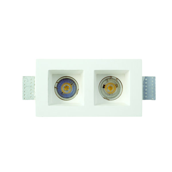 InLight Χωνευτό σποτ λευκό από γύψο 2XGU10 IP44 D:21,5cm (Χ0007) - Image 1