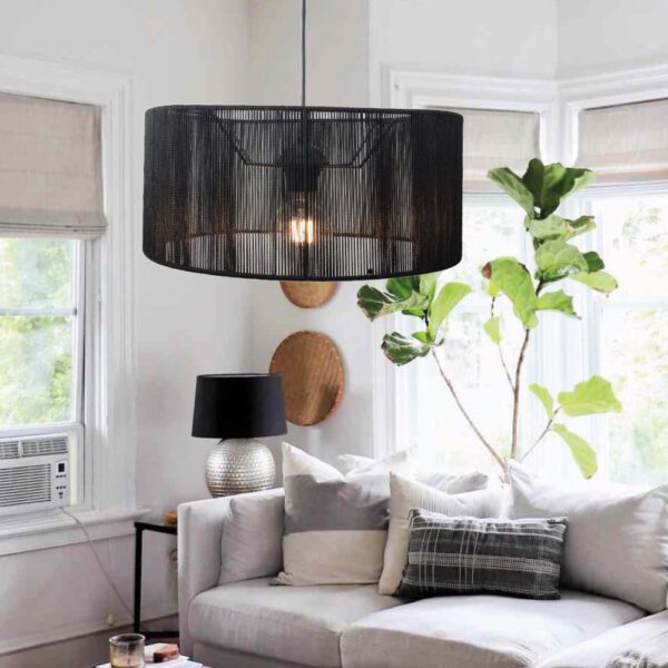 Inlight Κρεμαστό φωτιστικό με καπέλο απο ίνα 1xE27 D:60cm (4056-A) - Image 2