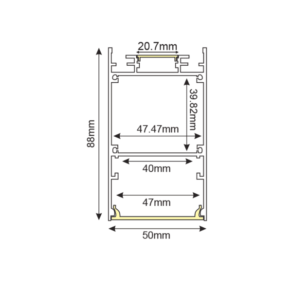 SIEN ΠΡΟΦΙΛ ΑΛΟΥΜΙΝΙΟΥ P288U ME ΟΠΑΛ PC ΚΑΛΥΜΜΑ 2m/pc - Image 2