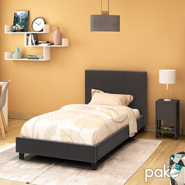 Κρεβάτι Nevil pakoworld μονό 100x200 PU σκούρο καφέ ματ - Image 2