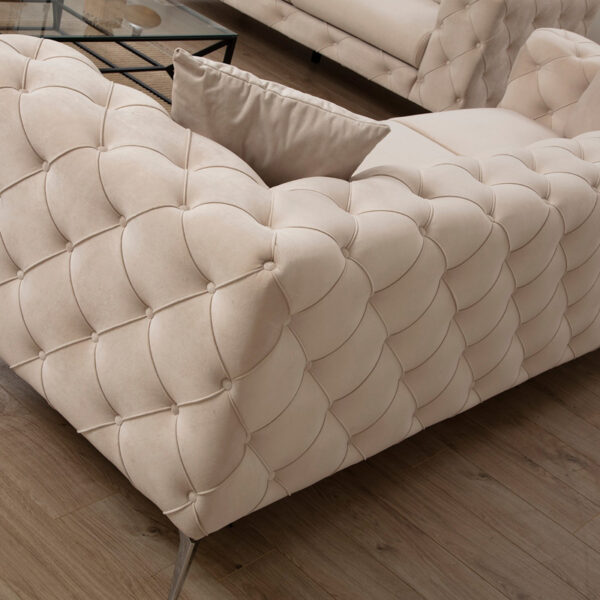 Καναπές 2θέσιος PWF-0579 pakoworld τύπου Chesterfield ύφασμα εκρού 197x90x73εκ - Image 8