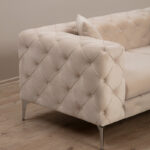 Καναπές 2θέσιος PWF-0579 pakoworld τύπου Chesterfield ύφασμα εκρού 197x90x73εκ - Image 9