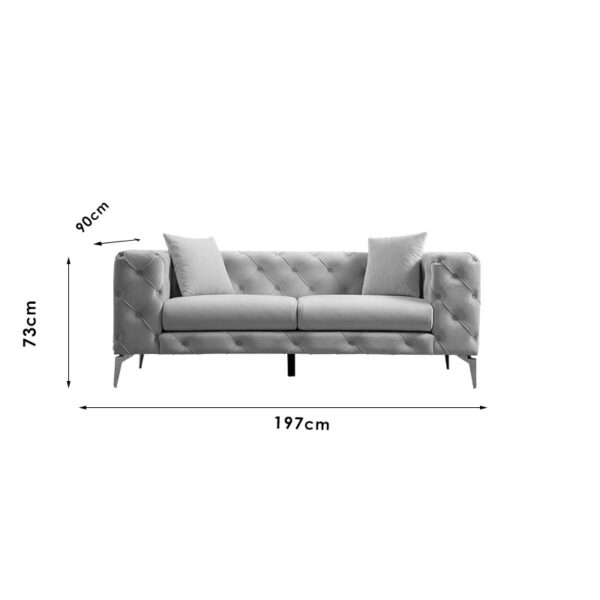 Καναπές 2θέσιος PWF-0579 pakoworld τύπου Chesterfield ύφασμα εκρού 197x90x73εκ - Image 11