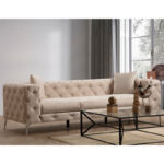 Καναπές 3θέσιος PWF-0579 pakoworld τύπου Chesterfield ύφασμα εκρού 237x90x73εκ - Image 7