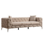 Καναπές 3θέσιος PWF-0579 pakoworld τύπου Chesterfield ύφασμα εκρού 237x90x73εκ