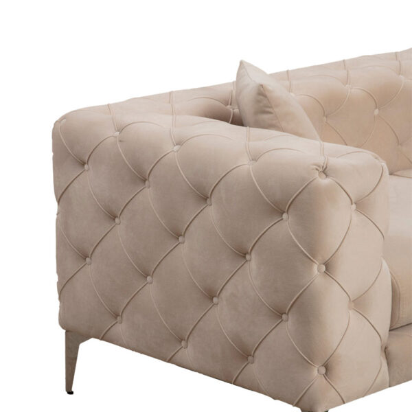Καναπές 3θέσιος PWF-0579 pakoworld τύπου Chesterfield ύφασμα εκρού 237x90x73εκ - Image 8