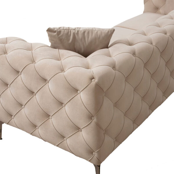 Καναπές 3θέσιος PWF-0579 pakoworld τύπου Chesterfield ύφασμα εκρού 237x90x73εκ - Image 9