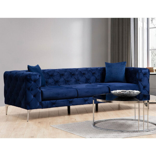 Καναπές 3θέσιος PWF-0579 pakoworld τύπου Chesterfield ύφασμα μπλε 237x90x73εκ - Image 7