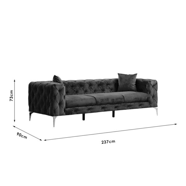 Καναπές 3θέσιος PWF-0579 pakoworld τύπου Chesterfield ύφασμα μπλε 237x90x73εκ - Image 11