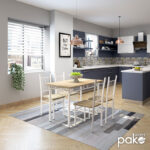 Τραπεζαρία Roza pakoworld σετ 5τμχ χρώμα sonoma - πόδια λευκό gloss 120x70x75εκ - Image 2