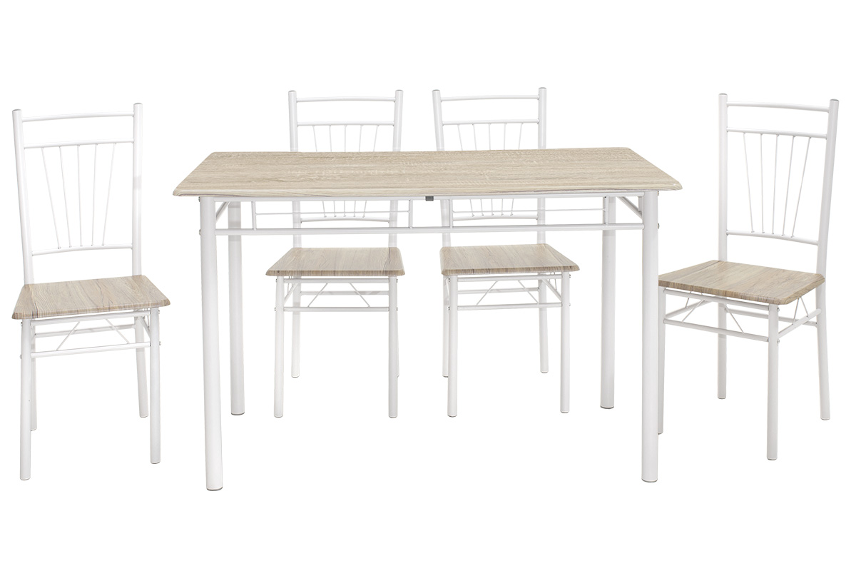 072-000001-2 Τραπεζαρία Roza pakoworld σετ 5τμχ χρώμα sonoma - πόδια λευκό gloss 120x70x75εκ - Image 3