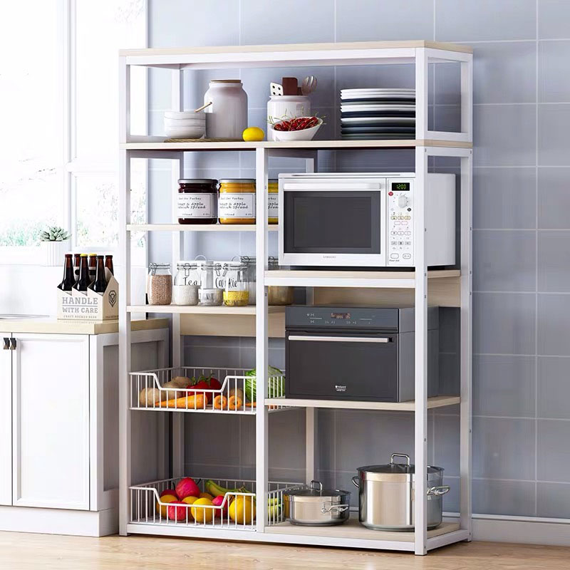 072-000039-1 Ραφιέρα επιδαπέδια Leena pakoworld μέταλλο λευκό-φυσικό 80x30x142εκ - Image 4