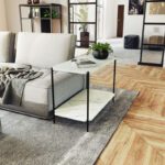 Βοηθητικό τραπέζι Mara MDF λευκό μαρμάρου-μαύρο 80x40x55cm - Image 2