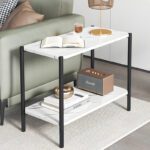 Βοηθητικό τραπέζι Mara MDF λευκό μαρμάρου-μαύρο 80x40x55cm - Image 3