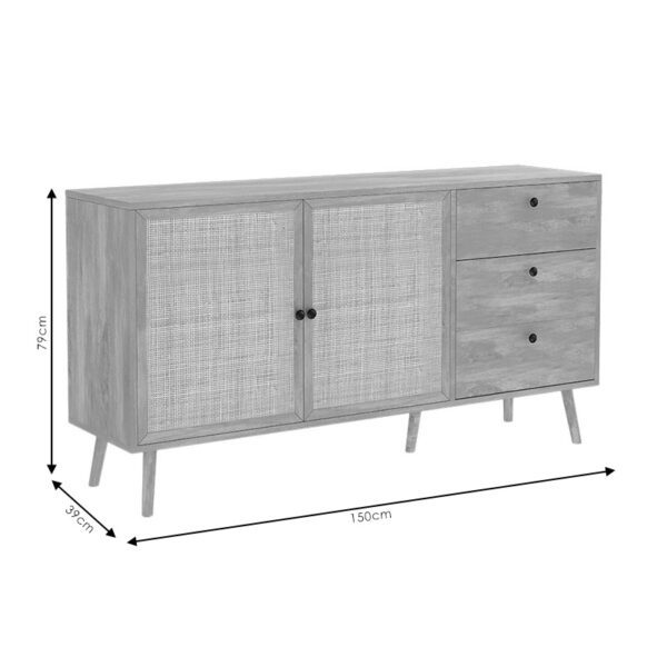 Μπουφές Oslo pakoworld μαύρο-φυσικό 150x39x79εκ - Image 5