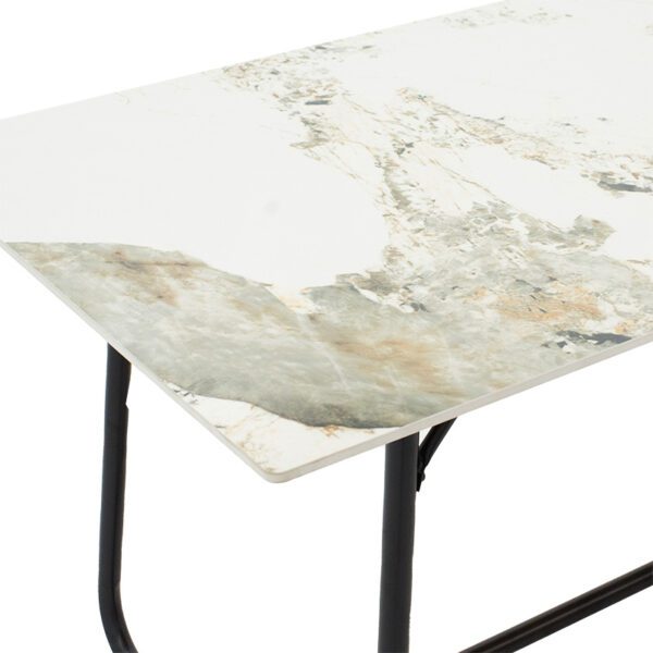 Τραπέζι Revello pakoworld sintered stone λευκό μαρμάρου-μαύρο 150x90x75εκ - Image 5