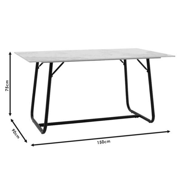Τραπέζι Revello pakoworld sintered stone λευκό μαρμάρου-μαύρο 150x90x75εκ - Image 6