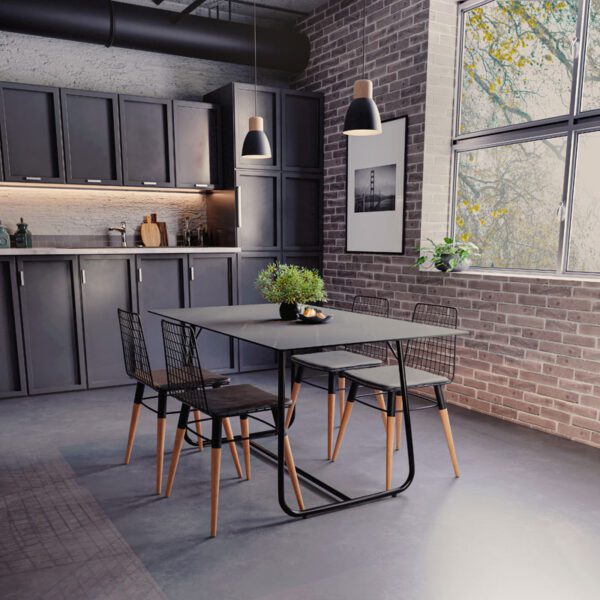 Τραπέζι Revello pakoworld sintered stone μαύρο μαρμάρου-μαύρο 150x90x75εκ - Image 2