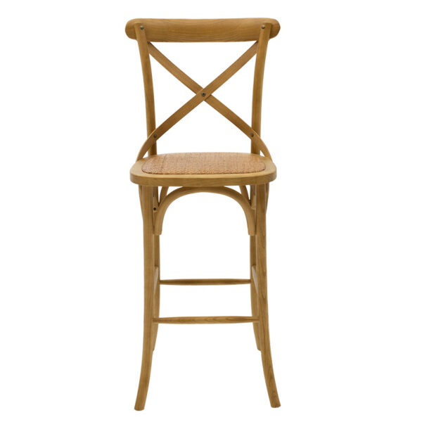 Σκαμπό μπαρ Reid pakoworld ξύλο sonoma-έδρα καφέ rattan - Image 4