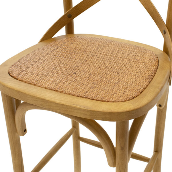 Σκαμπό μπαρ Reid pakoworld ξύλο sonoma-έδρα καφέ rattan - Image 6