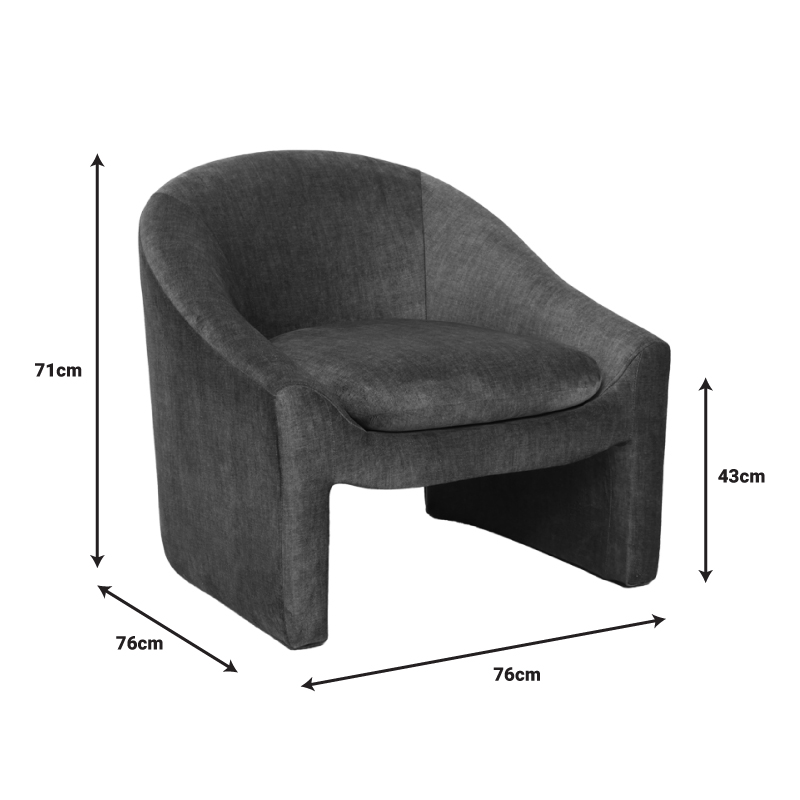 110-000073-4 Πολυθρόνα Berza pakoworld ανθρακί ύφασμα 76x76x71εκ - Image 5