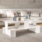 Τραπέζι σαλονιού Olly pakoworld λευκό 120x60x47εκ - Image 2
