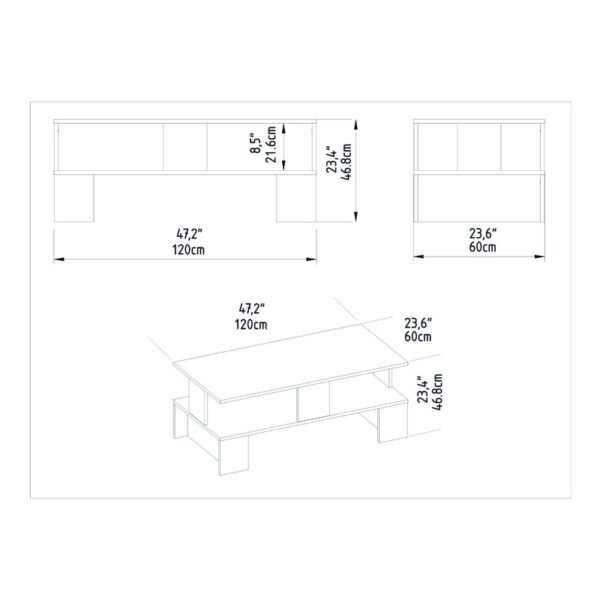 Τραπέζι σαλονιού Olly pakoworld λευκό 120x60x47εκ - Image 3