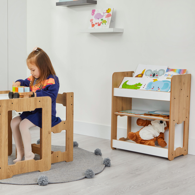 120-000423-1 Ραφιέρα Seagull pakoworld φυσικό-λευκό mdf 57x34x70εκ - Image 2