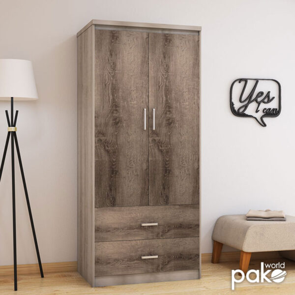 Ντουλάπα ρούχων δίφυλλη OLYMPUS pakoworld χρώμα castillo-toro 81x57x183εκ - Image 3
