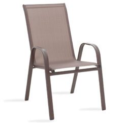 Πολυθρόνα Calan pakoworld μέταλλο σκούρo καφέ-textilene καφέ 54x74x91εκ