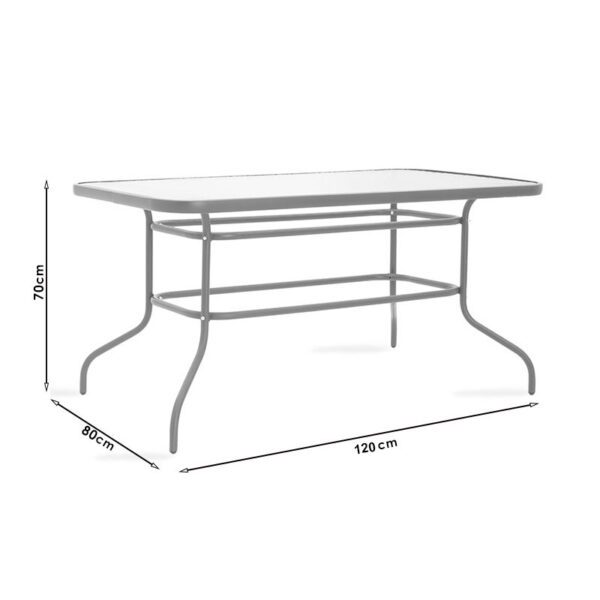 Τραπέζι Ensure pakoworld μέταλλο λευκό-γυαλί 120x70x70εκ - Image 4
