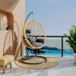 Κούνια Hudson pakoworld κρεμαστή μέταλλο μαύρο-pp φυσικό-μαξιλάρι μαύρο 109x119x195εκ - Image 2