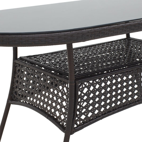 Τραπέζι Cellin pakoworld μέταλλο-pe rattan καφέ 160x80x77εκ - Image 6