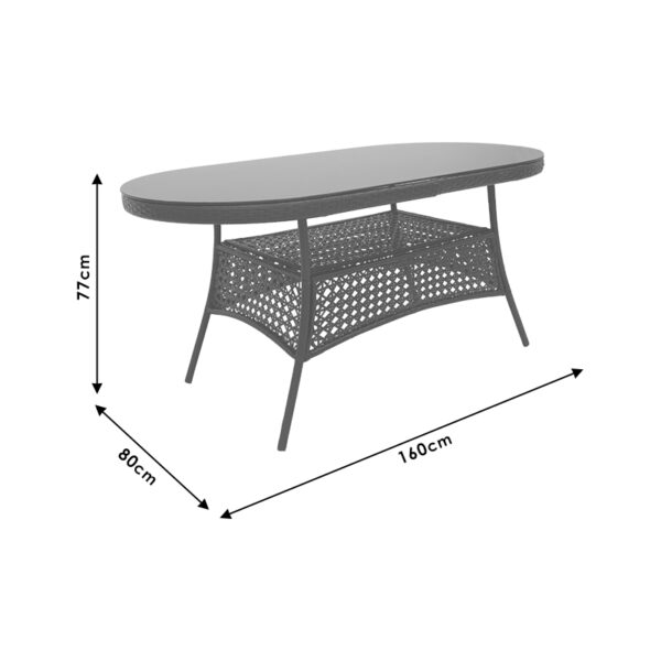 Τραπέζι Cellin pakoworld μέταλλο-pe rattan καφέ 160x80x77εκ - Image 7