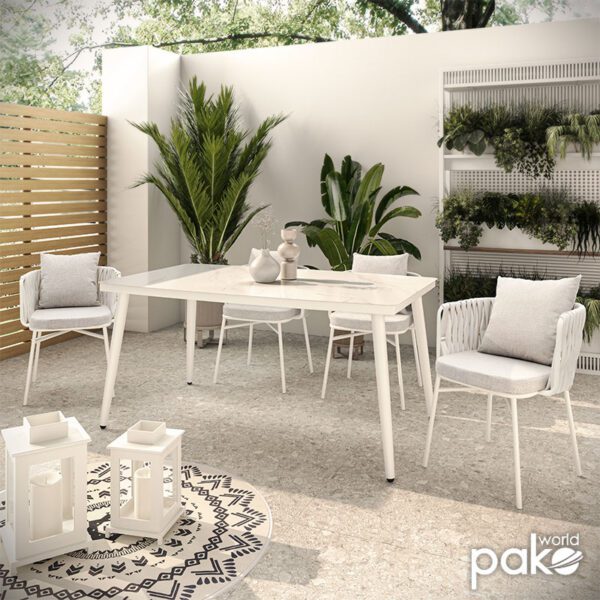 Τραπέζι Zeren pakoworld μέταλλο λευκό-γυαλί 160x90x78εκ - Image 2