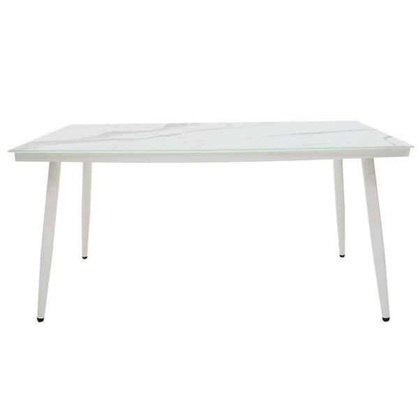 Τραπέζι Zeren pakoworld μέταλλο λευκό-γυαλί 160x90x78εκ - Image 3