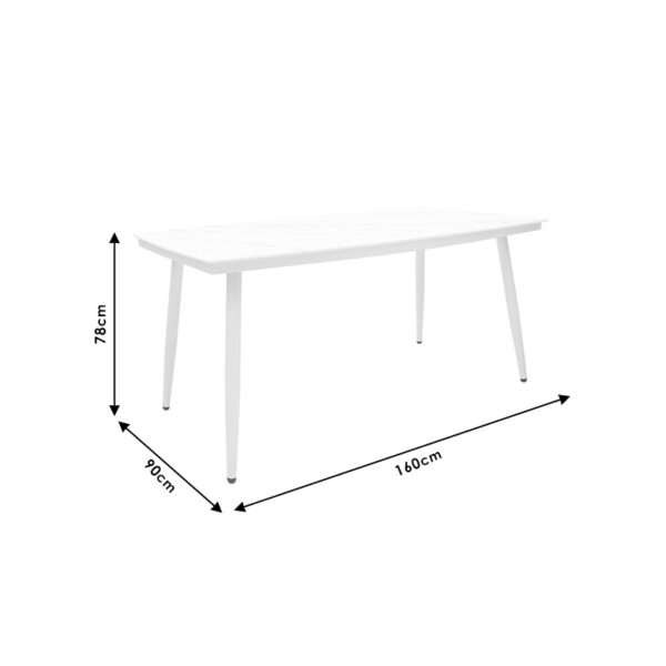 Τραπέζι Zeren pakoworld μέταλλο λευκό-γυαλί 160x90x78εκ - Image 5