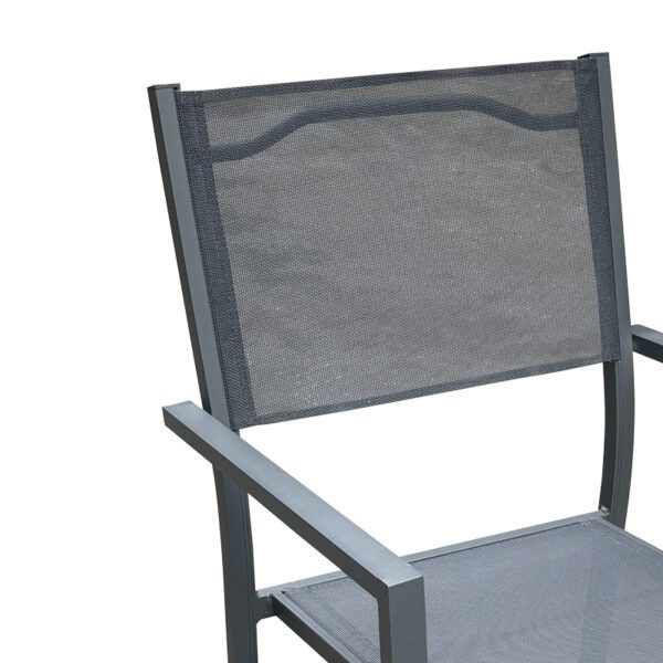 Πολυθρόνα Moly pakoworld  ανθρακί αλουμίνιο-textilene 61x56.5x87.5εκ - Image 2