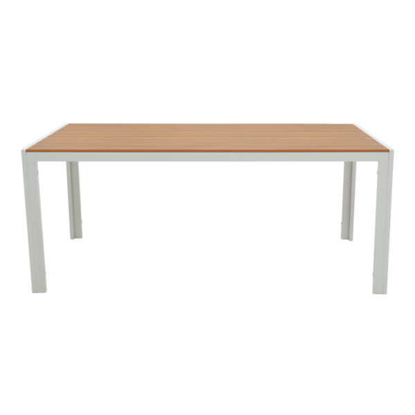 Τραπέζι Nares pakoworld αλουμίνιο λευκό-plywood φυσικό 180x90x72.5εκ - Image 2