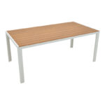 Τραπέζι Nares pakoworld αλουμίνιο λευκό-plywood φυσικό 180x90x72.5εκ - Image 3