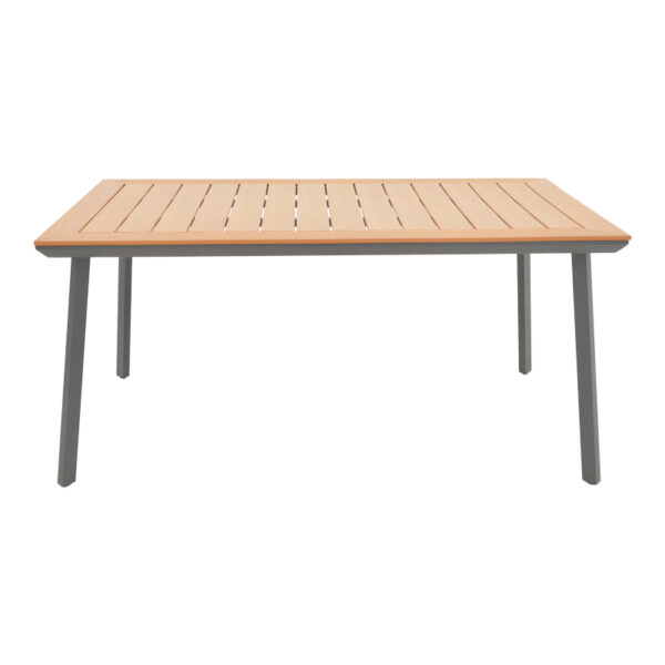 Τραπέζι Griffith pakoworld ανθρακί αλουμίνιο και plywood σε φυσική απόχρωση 160x90x74εκ - Image 2