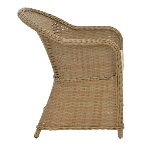 Πολυθρόνα κήπου Hadrian pakoworld rattan καφέ- textilene μπεζ 57x70x85εκ - Image 3