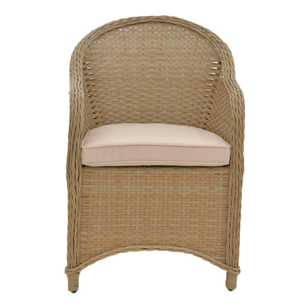 Πολυθρόνα κήπου Hadrian pakoworld rattan καφέ- textilene μπεζ 57x70x85εκ - Image 4